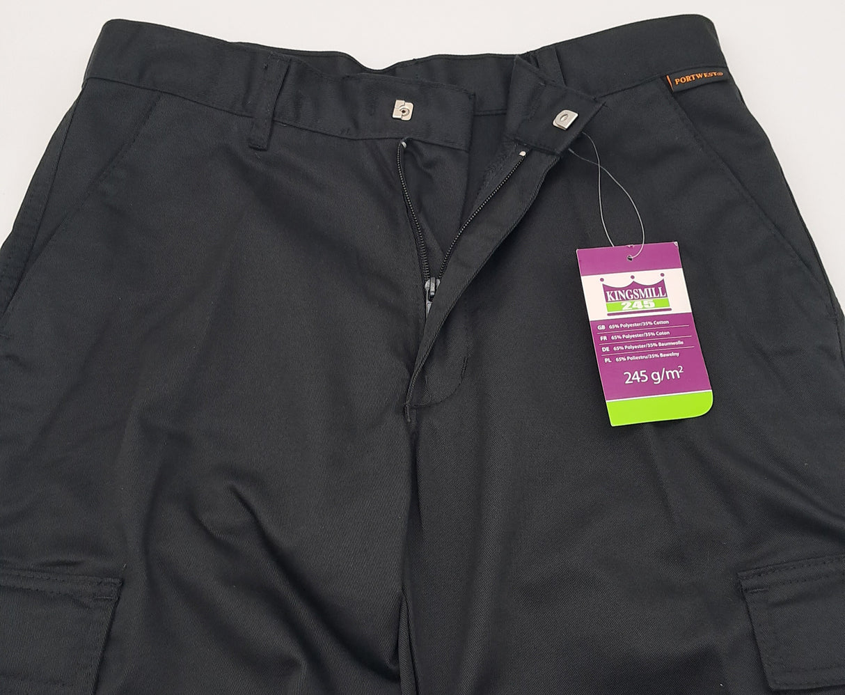 MENS OUTSIZE PORT WEST COMBAT TROUSERS BLACK SIZE 42"-50"