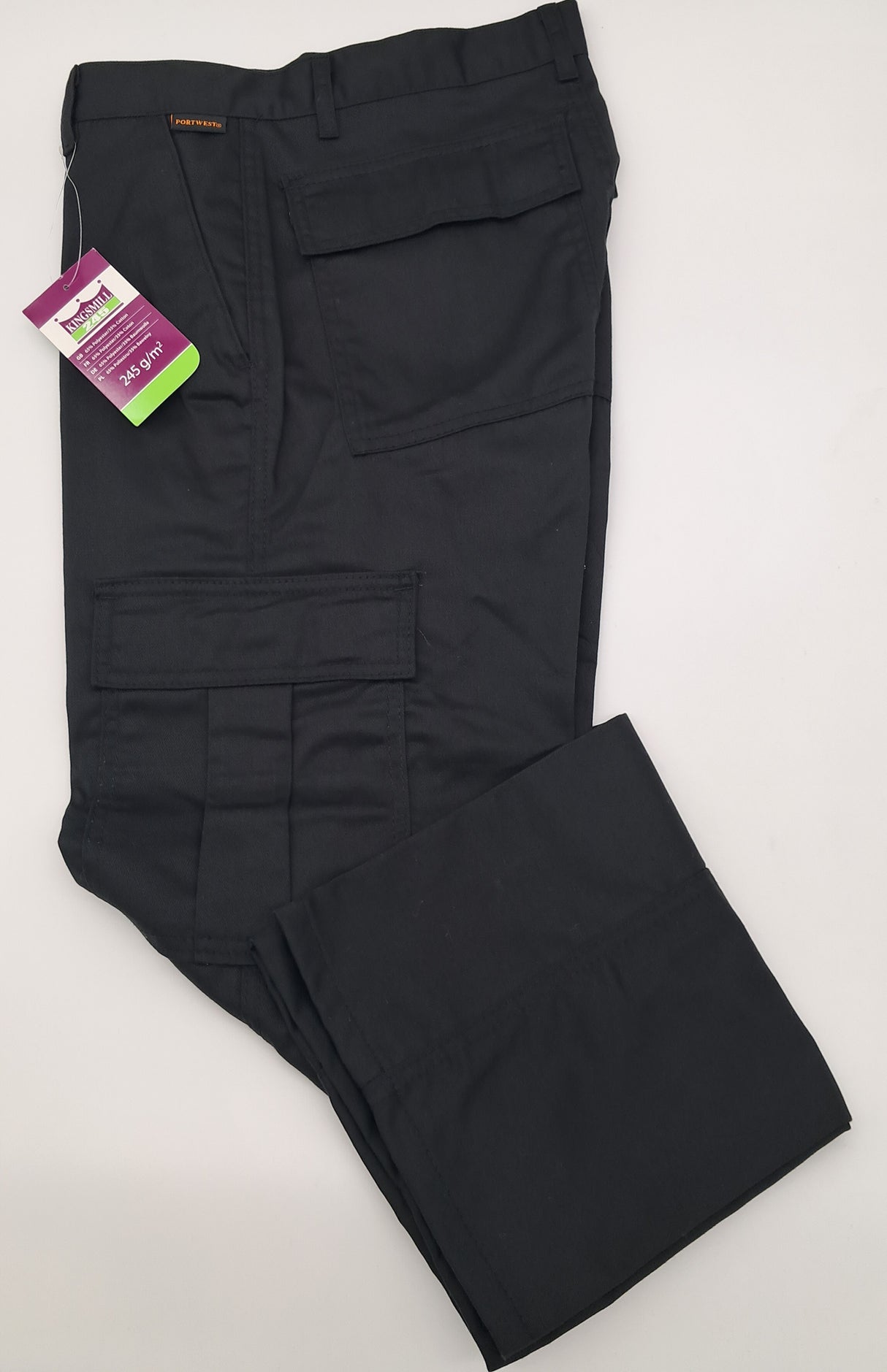 MENS OUTSIZE PORT WEST COMBAT TROUSERS BLACK SIZE 42"-50"