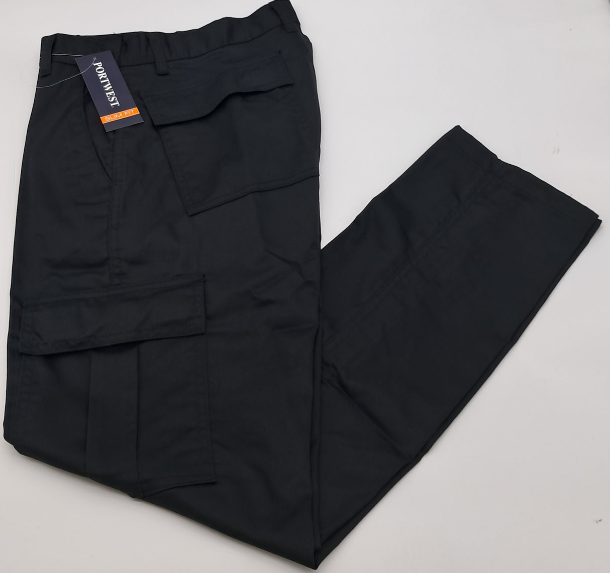 MENS PORT WEST SLIM FITCOMBAT TROUSERS BLACK SIZE 28"-40"