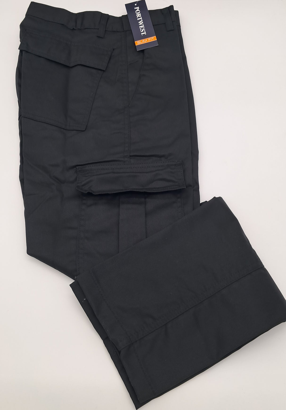 MENS PORT WEST SLIM FITCOMBAT TROUSERS BLACK SIZE 28"-40"