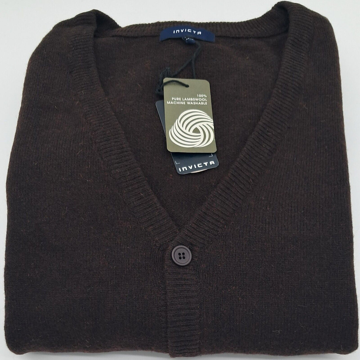 MENS OUTSIZE LONG SLEEVE CARDIGAN 100% LAMBSWOOL DK BROWN SIZE XL-5XL