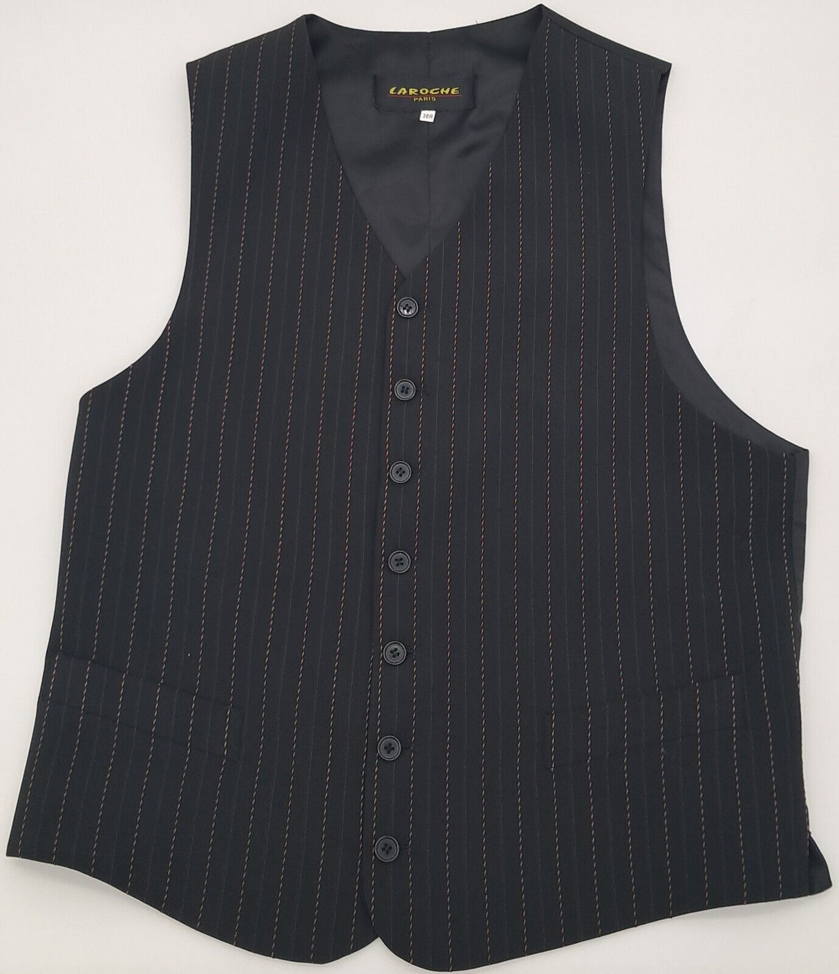 MENS WAISTCOAT BLACK AND BROWN STRIPE SIZE 38"-48"