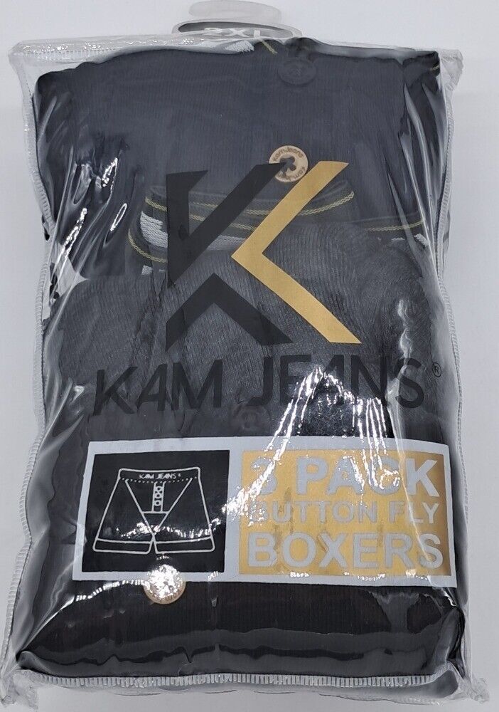 MENS BIG SIZE BUTTON FLY BOXERS 3 PACK /NAVY/CHARCOAL KAM SIZE 2XL-8XL