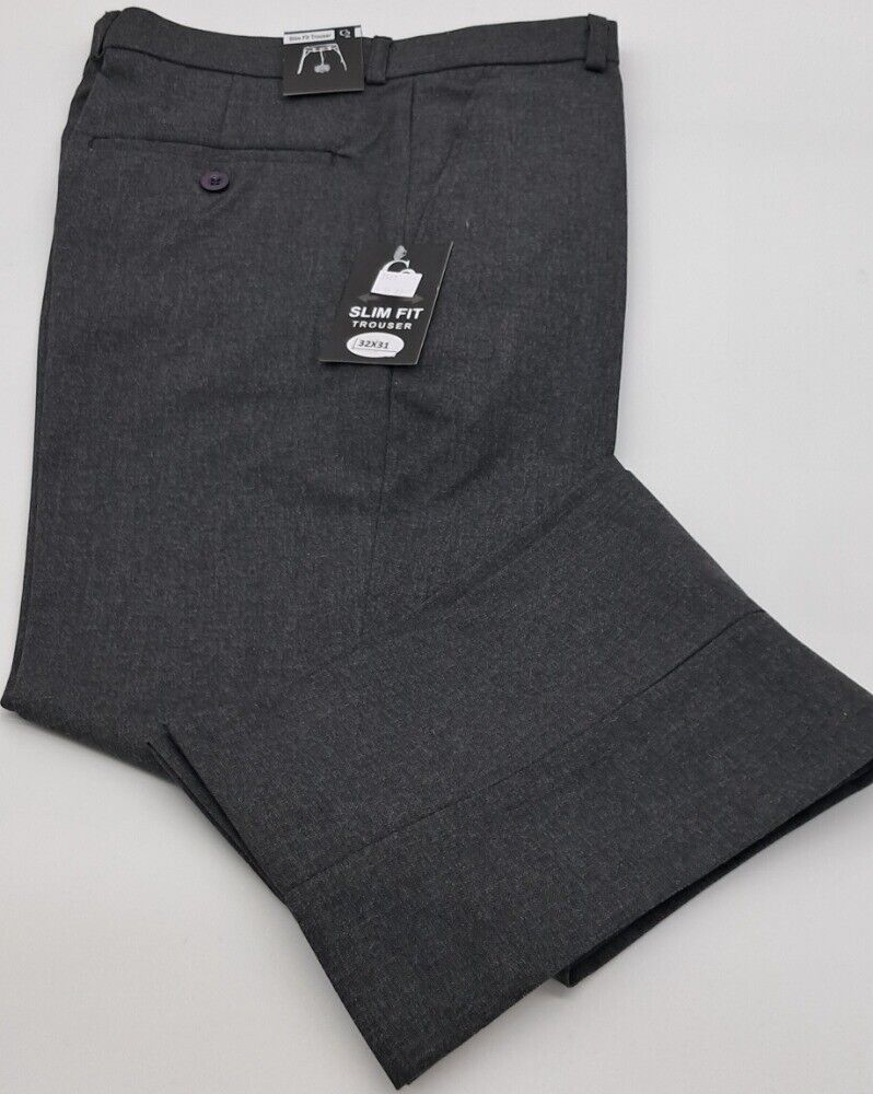 DURABLE PRESS SLIM FIT FORMAL TROUSERS BLACK AND CHARCOAL SIZE 28"-38"