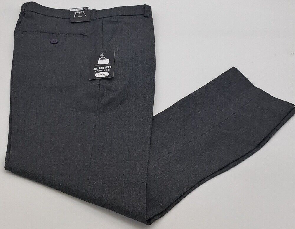 DURABLE PRESS SLIM FIT FORMAL TROUSERS BLACK AND CHARCOAL SIZE 28"-38"