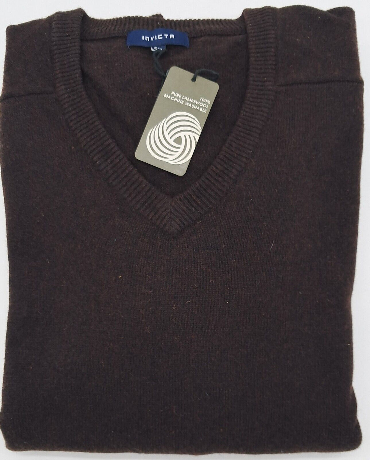 MENS OUTSIZE LONG SLEEVE JUMPER V-NECK 100% LAMBSWOOL DK BROWN SIZE 2XL AND 4XL
