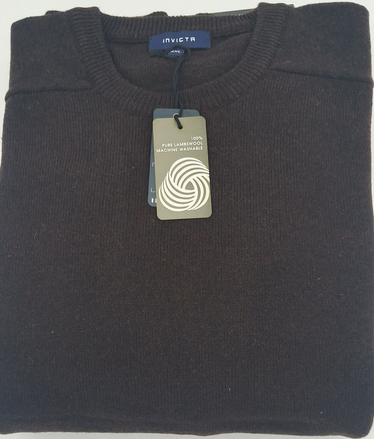 MENS OUTSIZE MENS LONG SLEEVE CREW NECK JUMPER 100% LAMBSWOOL DK BROWN SIZE 2XL-5XL