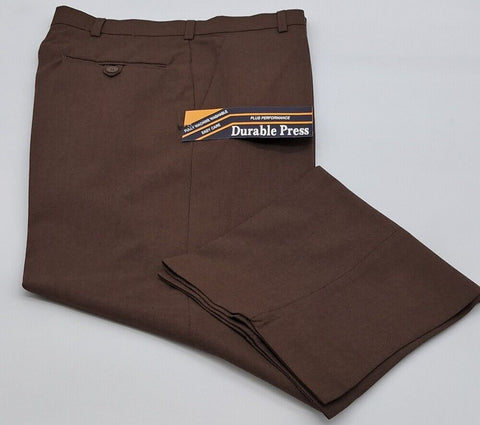 OUTSIZE MENS CLASSIC TROUSERS DURABLE PRESS BROWN SIZE 42"-50"