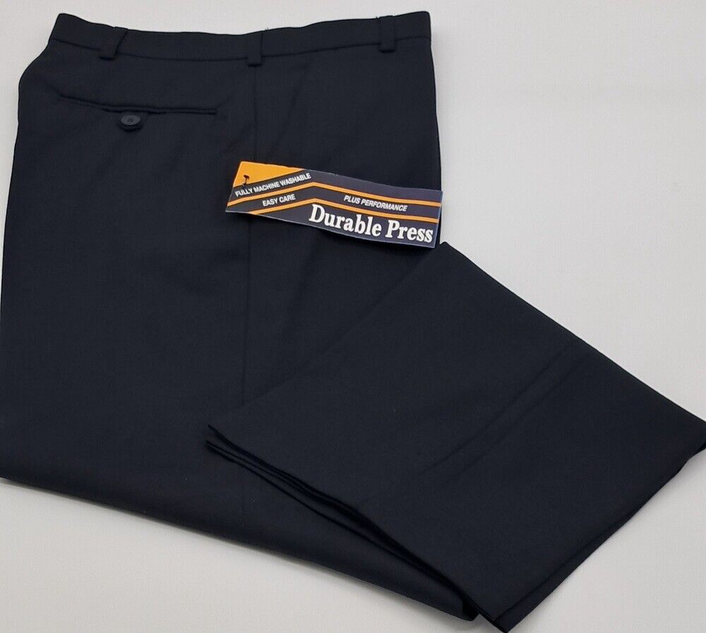 MENS CLASSIC FIT DURABLE PRESS TROUSERS NAVY SIZE 30"-40"