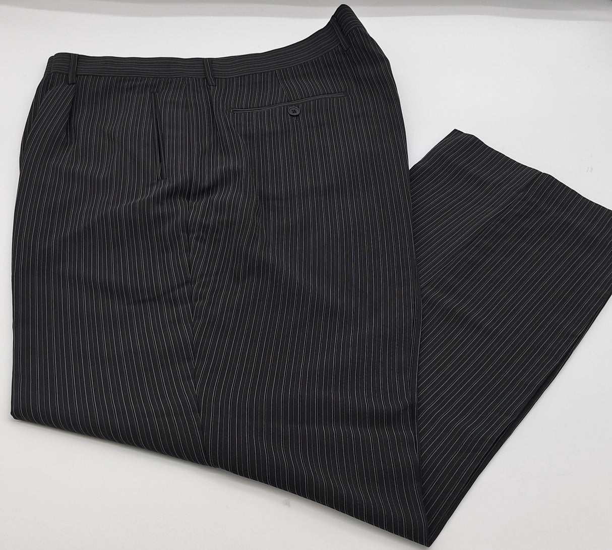 BIG SIZE LOOSE FIT TROUSERS LAROCHE PARIS BLACK GREY STRIPE FIN STP #615 SIZE 42"-48" WAIST