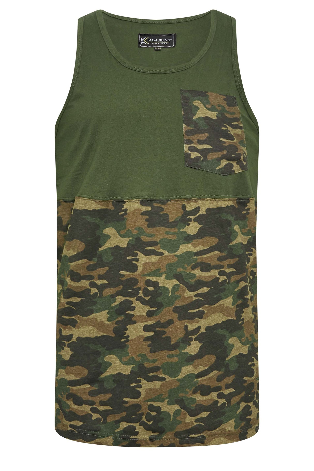 MENS OUTSIZE VESTS KAM GREEN CAMO 2XL-8XL