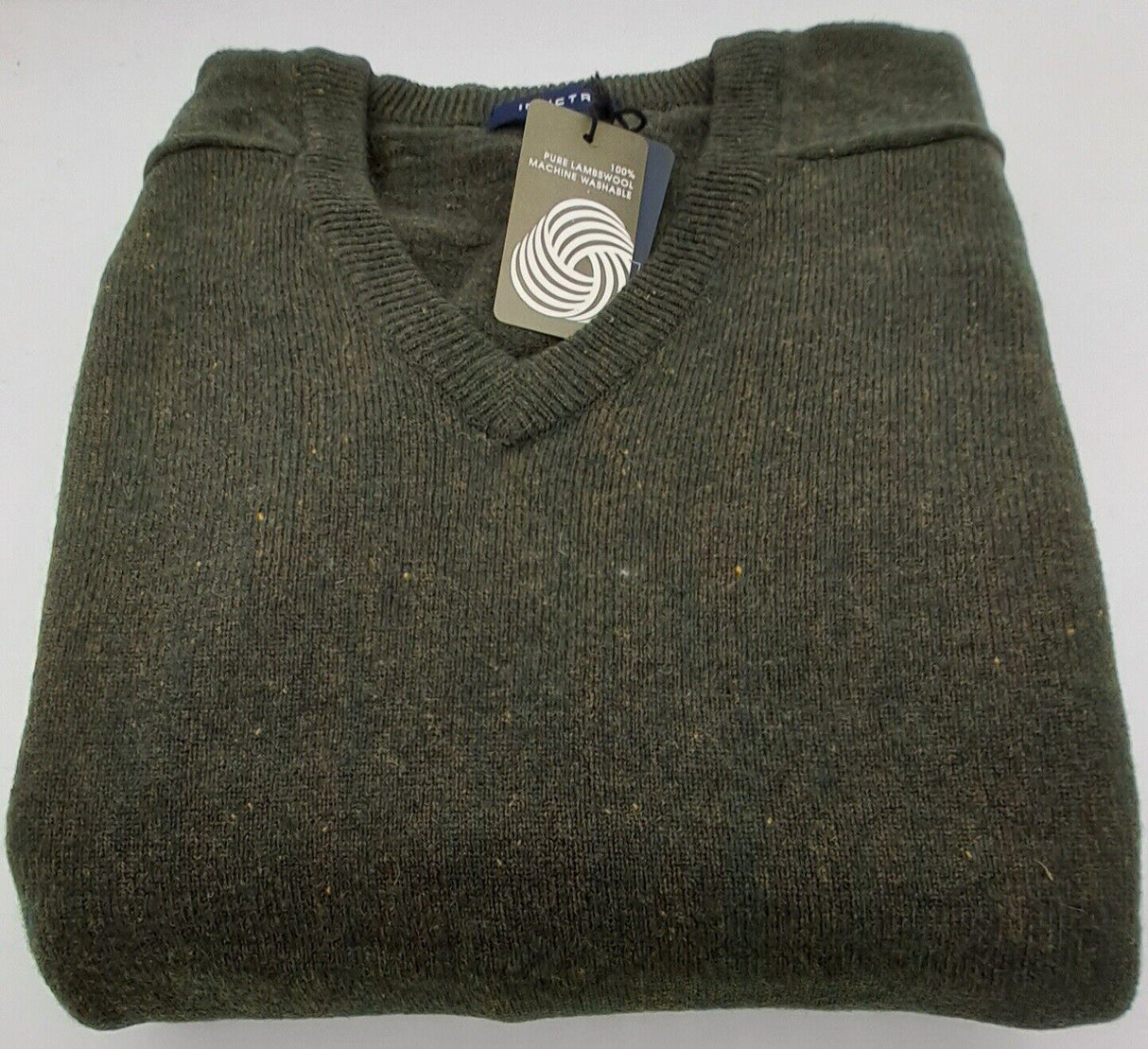MENS OUTSIZE LONG SLEEVE JUMPER V-NECK 100% LAMBSWOOL HEATHER GREEN SIZE 2XL AND 5XL