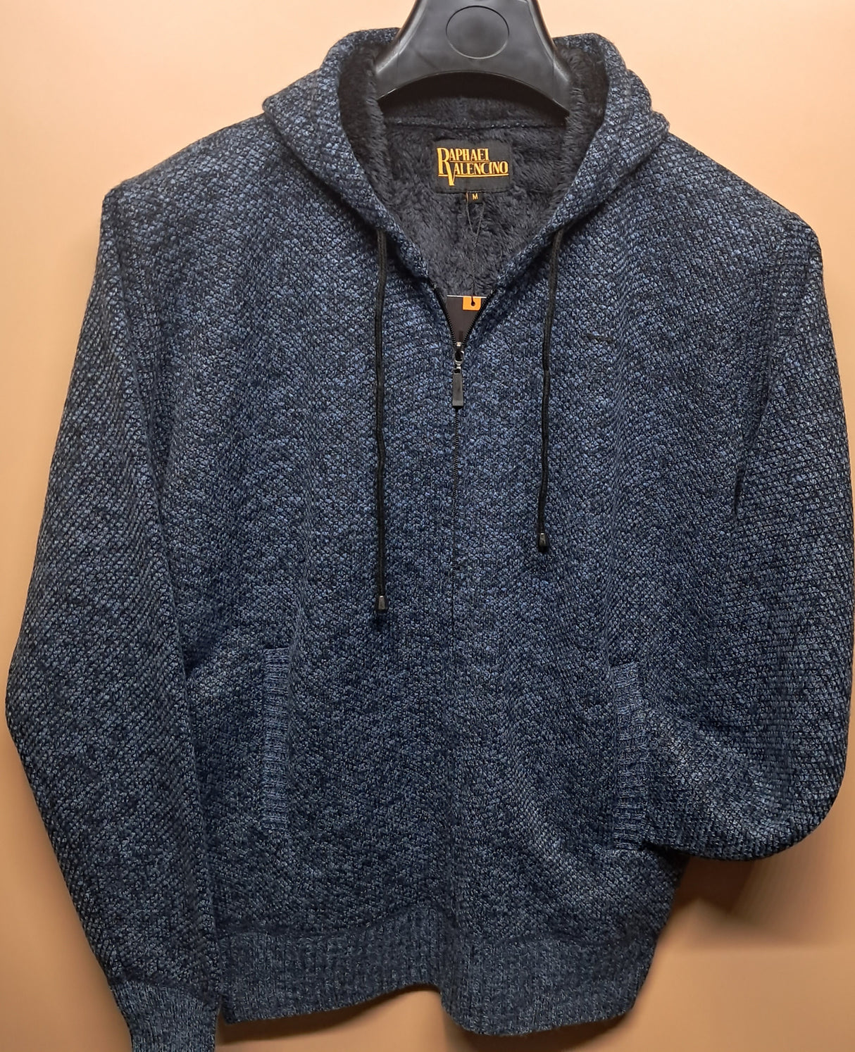 MENS RAPHAEL VALENCIO FULL ZIP HOODED KNITWEAR JAKE BLUE MELANGE SIZE M-2XL