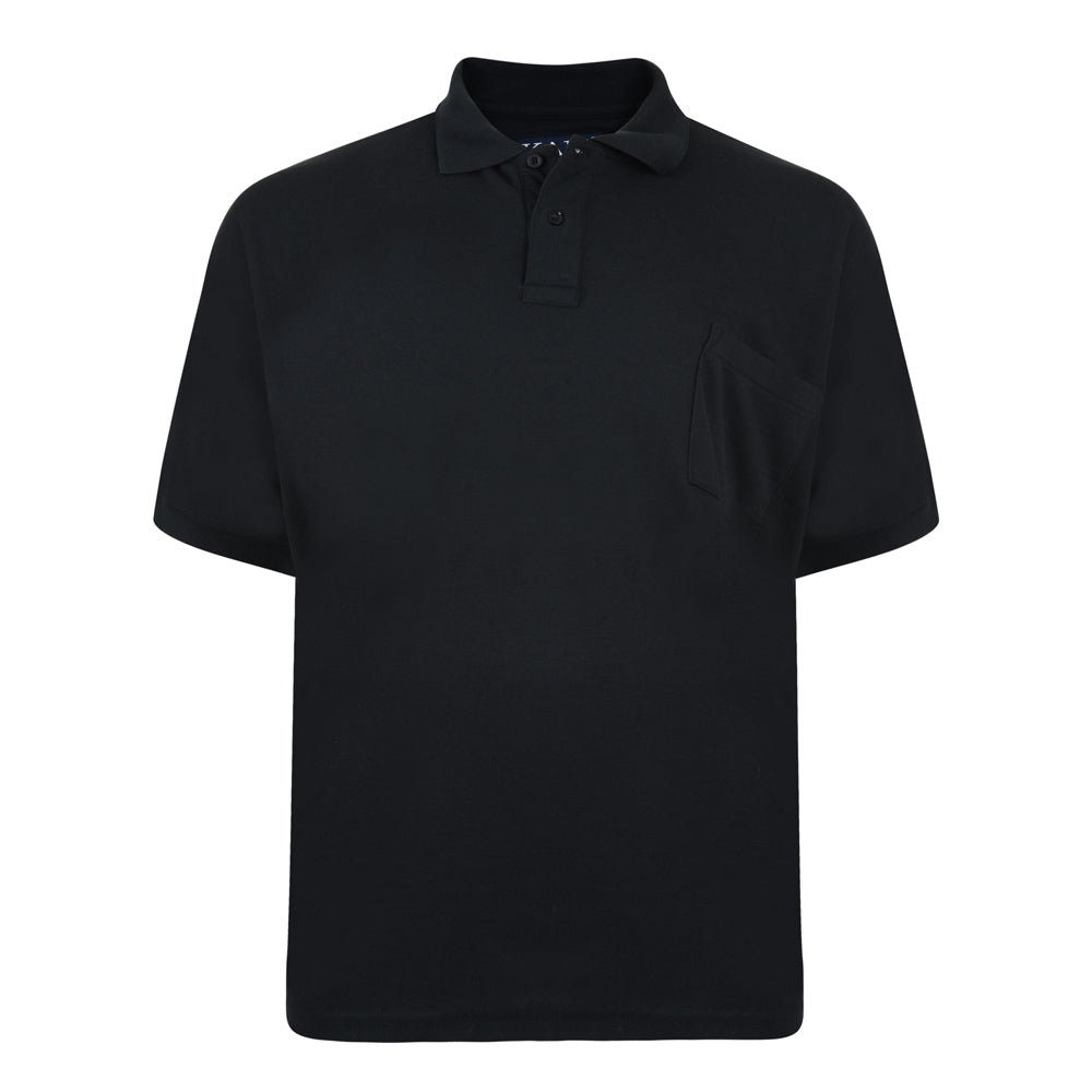 MENS SHORT SLEEVE 3 BUTTON POLO T-SHIRTS BIG SIZES 2XL TO 8XL BLACK