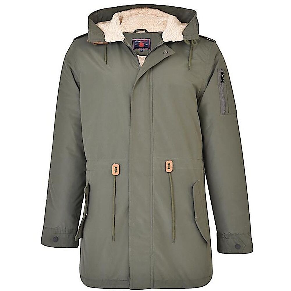MENS BIG SIZE SHERPA LINED JACKET KV 112 ARMY GREEN KAM SIZE 2XL-8XL