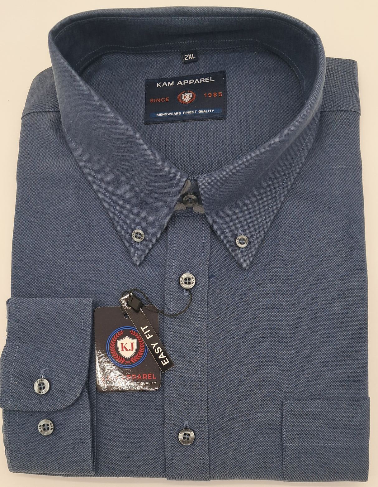MENS KAM OUTSIZE LONG SLEEVE OXFORD SHIRT NAVY BIG SIZE FROM 2XL TO 8XL