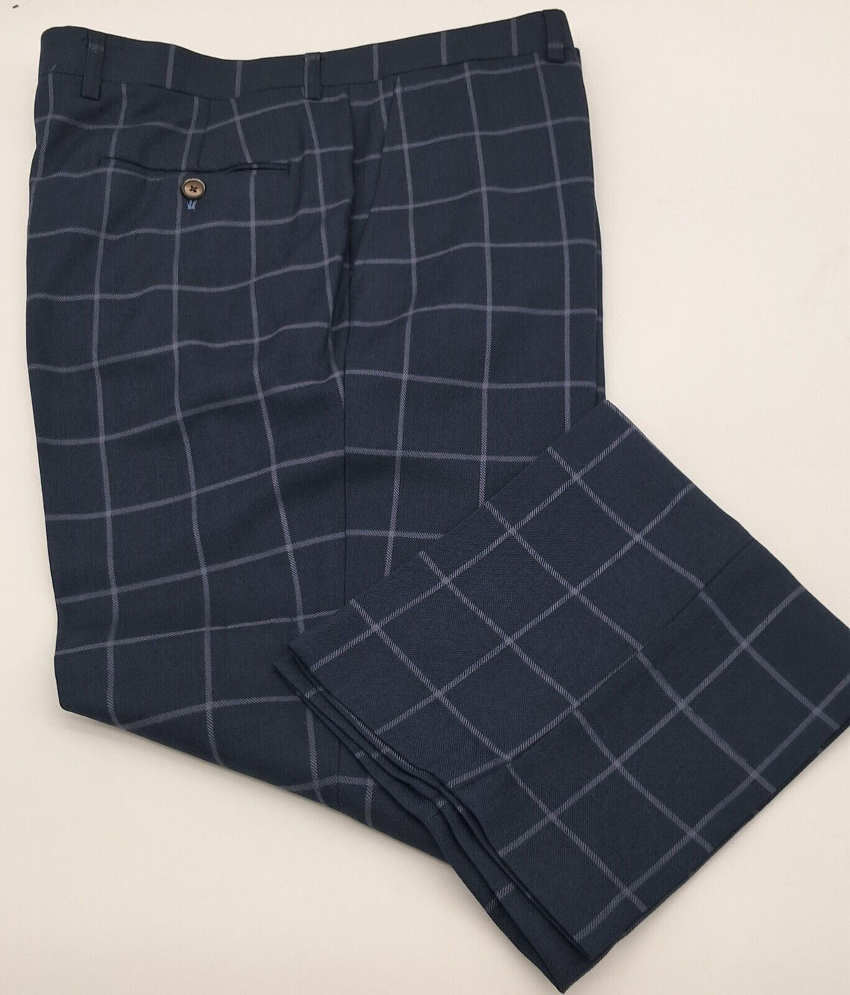 CHECK TROUSER MACY NAVY SIZE 30"-46"