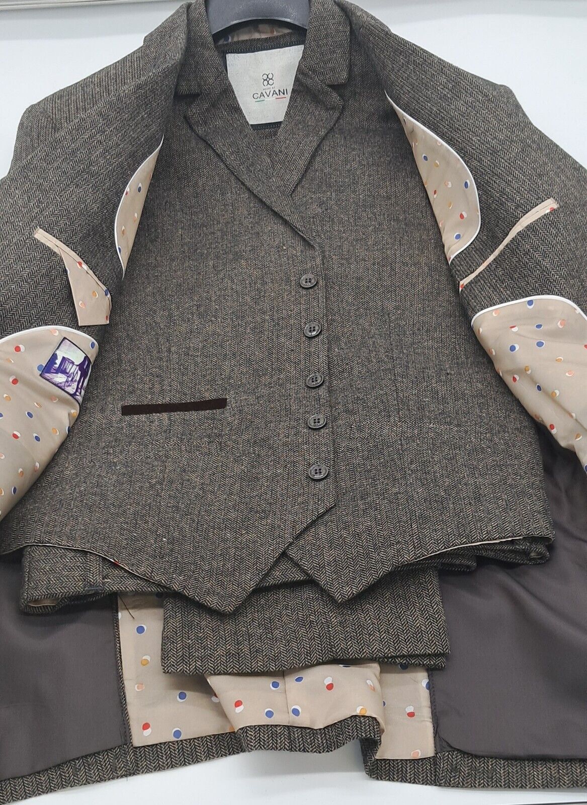 MENS ALL OCCASIONS MARTEZ BROWN 3 PIECE WOOL MIX SUIT SIZE 38-50