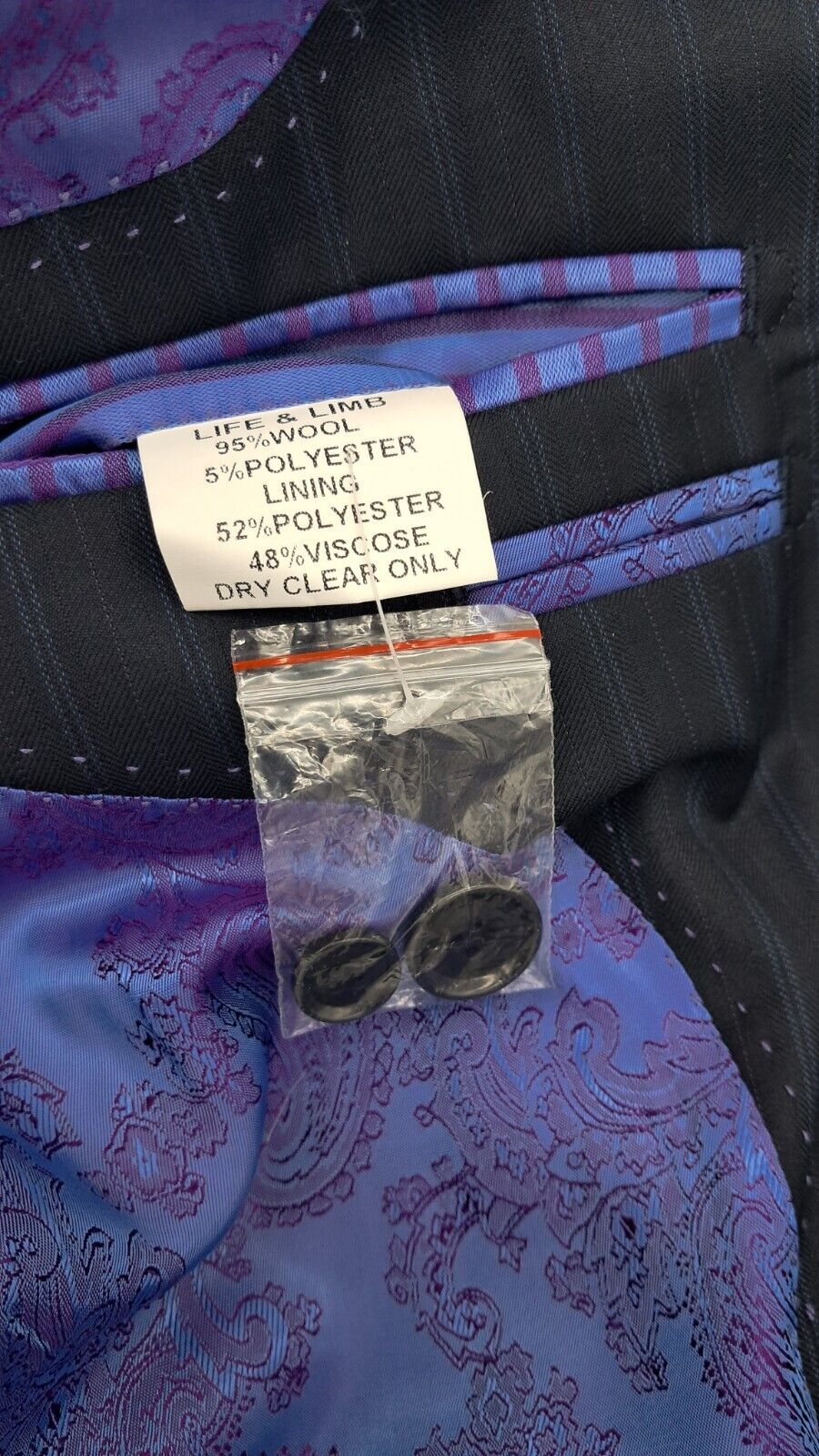 OUTSIZE MENS CLASSIC FIT 2 PC SUIT NAVY STRIPE WOOL SIZE 52-60