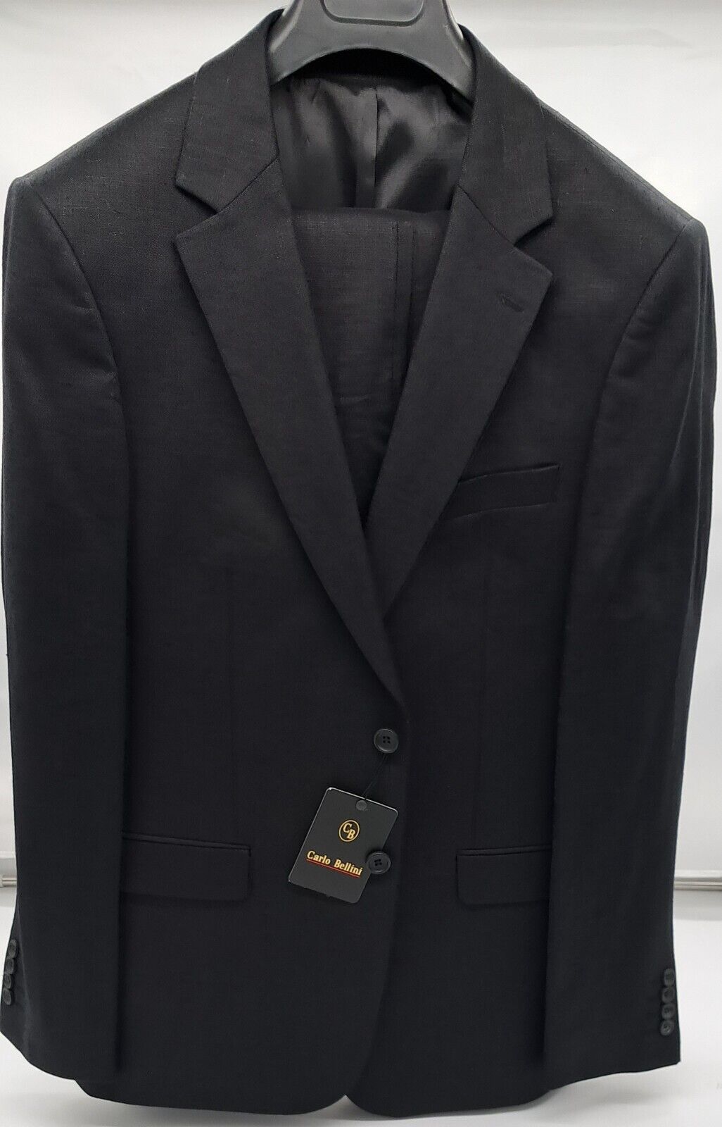 MENS CLASSIC FIT BLACK LINEN SUIT 2 PC SIZES FROM 36" TO 52" CHEST