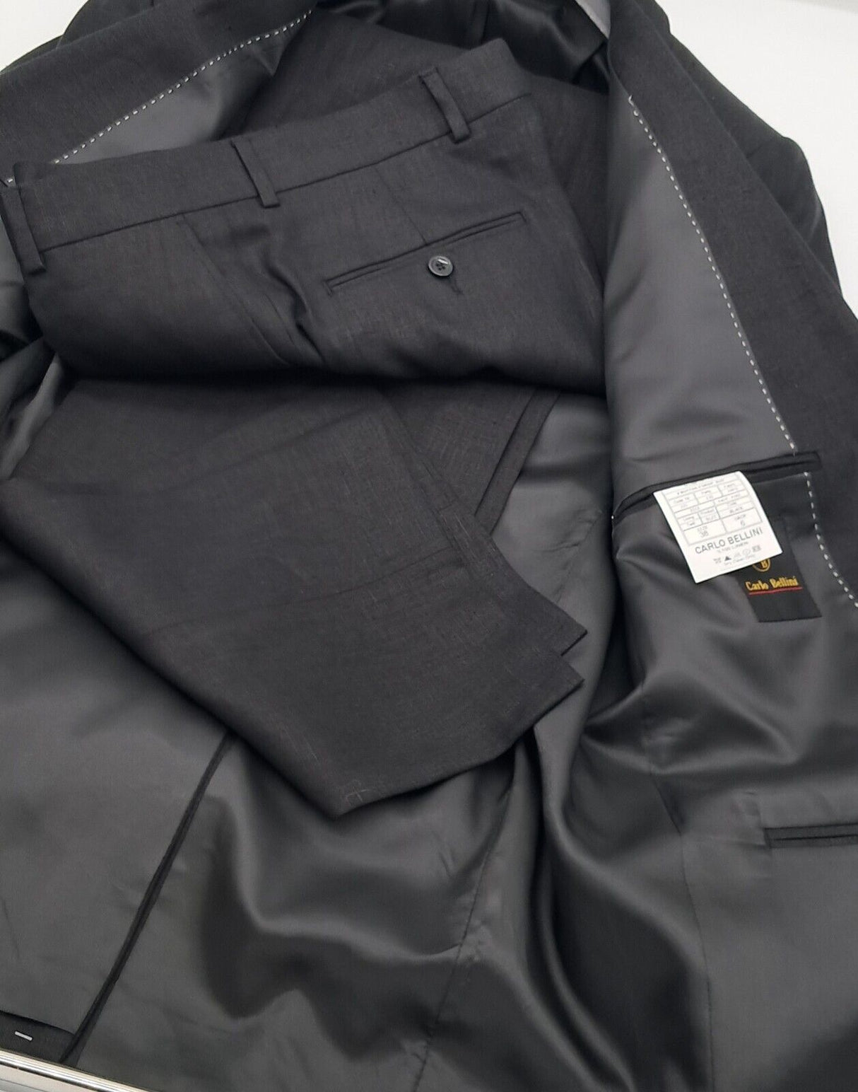 MENS CLASSIC FIT BLACK LINEN SUIT 2 PC SIZES FROM 36" TO 52" CHEST