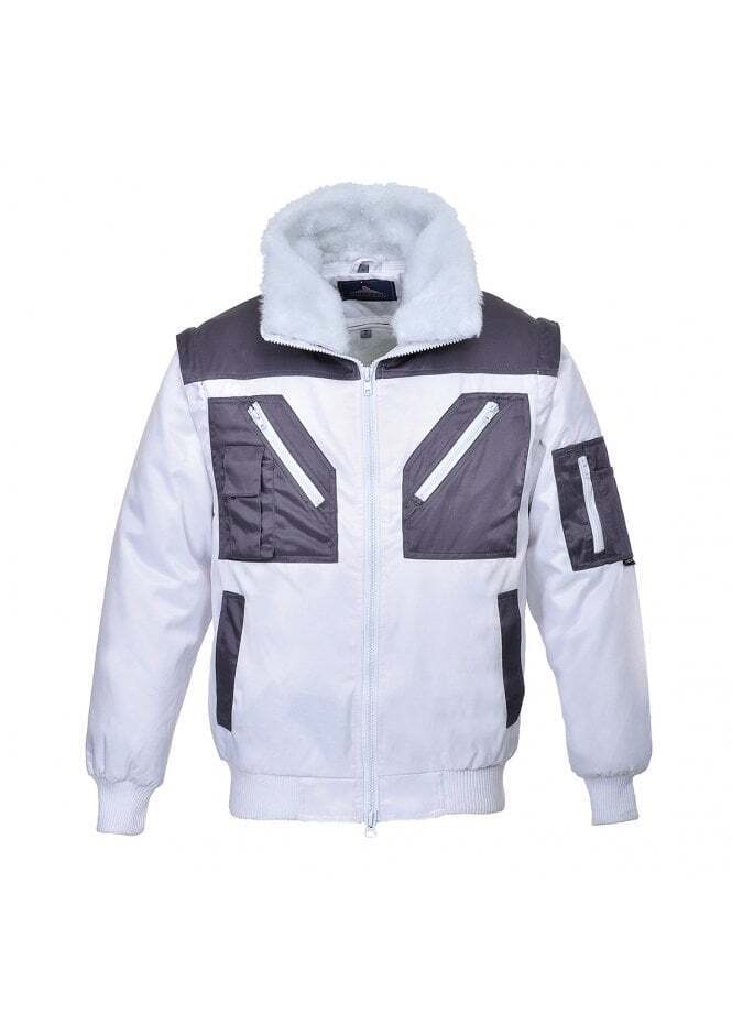 MENS BIG SIZE PORT WEST PJ 20 PILOT JACKET WHITE/GREY FUR LINING SIZE 2XL-5XL