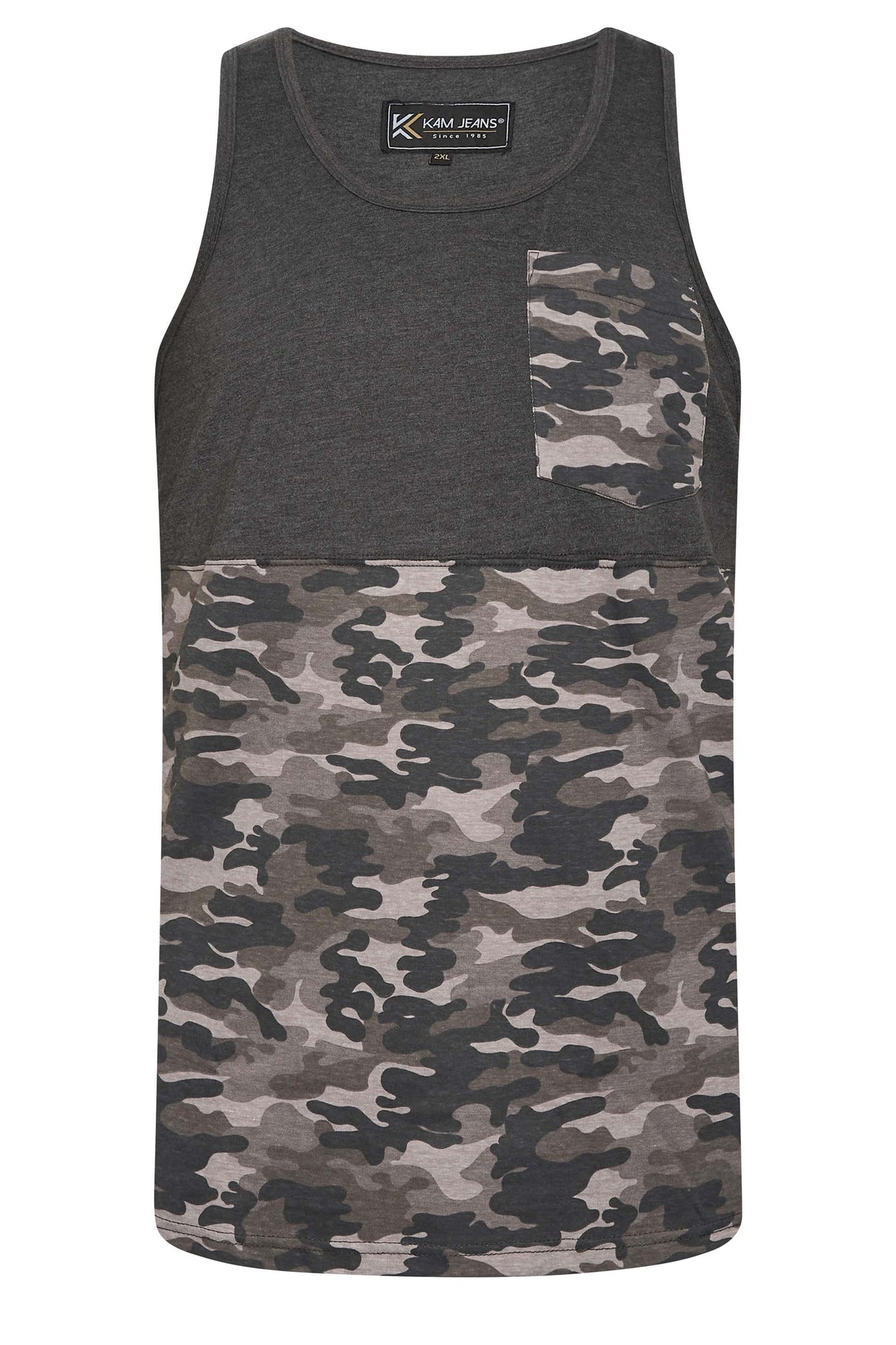 MENS OUTSIZE VESTS KAM GREY CAMO SIZE 2XL-8XL