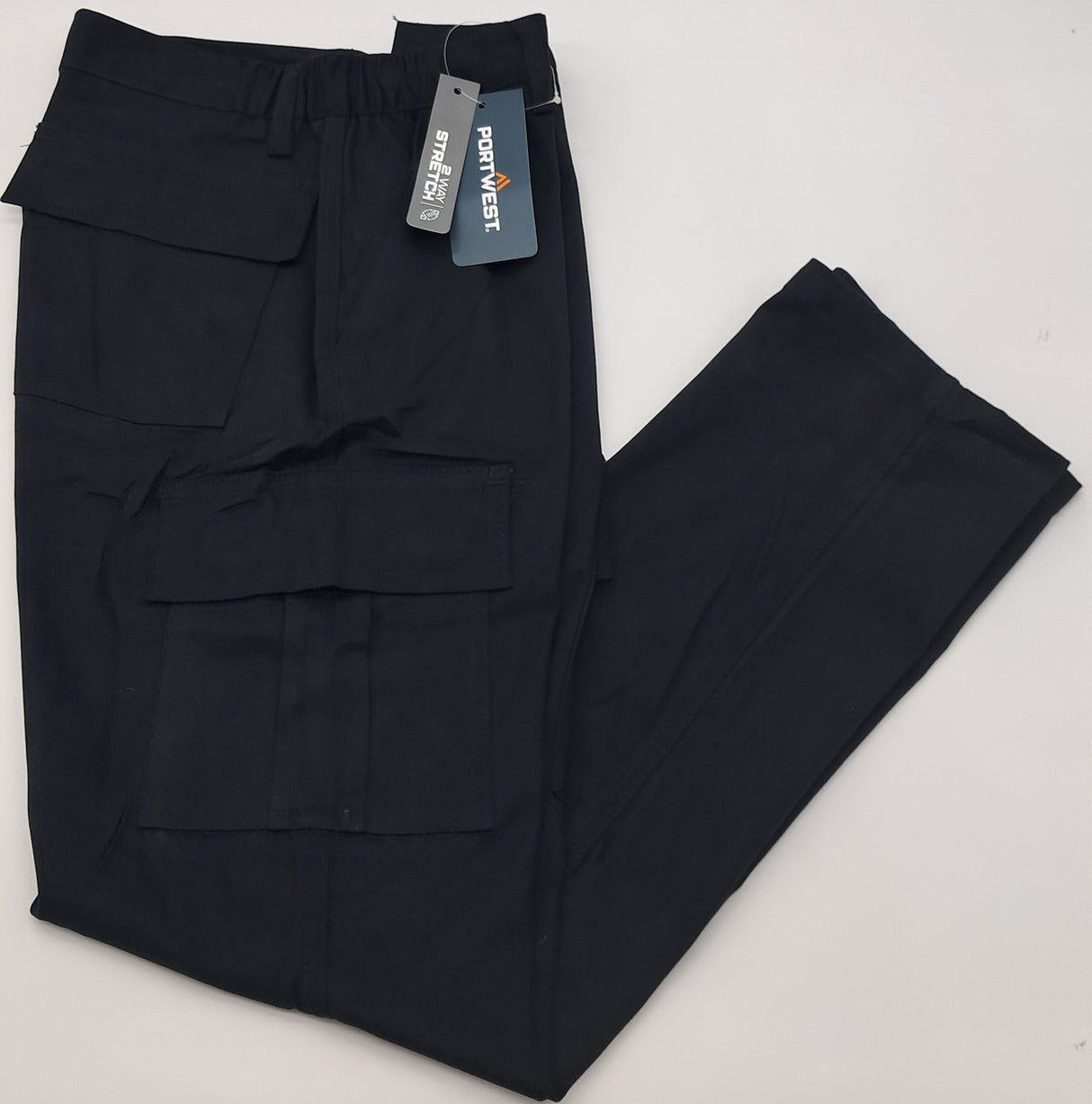 MENS PORT WEST STRETCH SLIM FIT COMBAT TROUSERS BLACK SIZE 28"-40