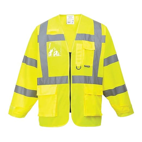 WORKWEAR PORT WEST HI VIS EXECUTIVE JACKET S475 YELLOW SIZE S AND XL ONLY