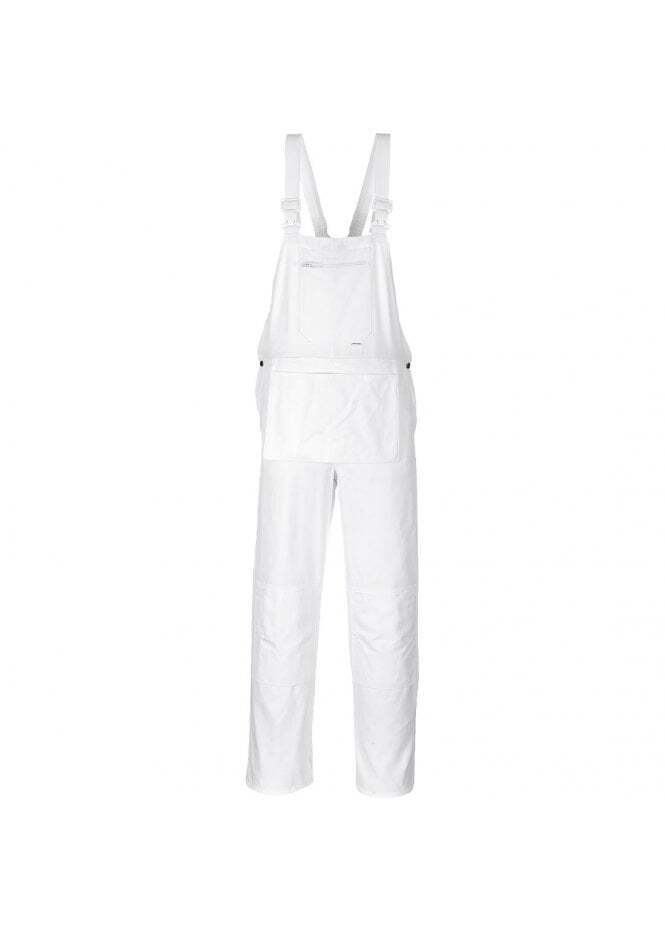 WORKWEAR BIB&BRACE WHITE PAINTER!S TROUSERS PORT WEST S 810 SIZE S AND L