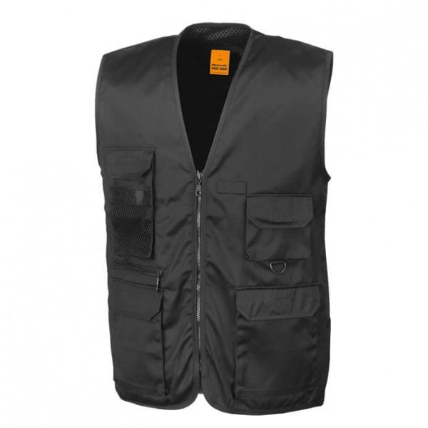 RESULT WORK GUARD SAFARI WAISTCOAT R045X BLACK SIZE S-2XL