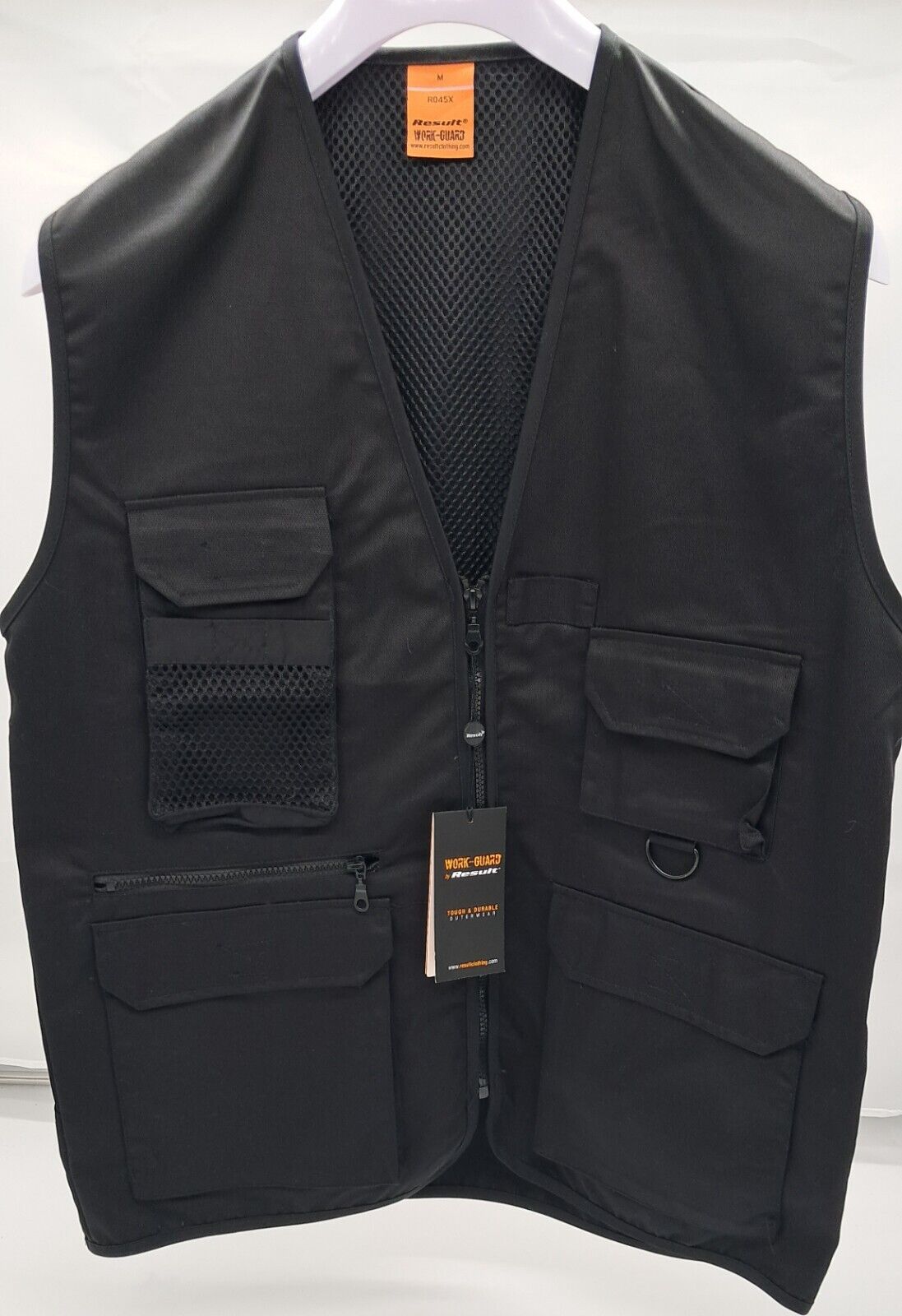 RESULT WORK GUARD SAFARI WAISTCOAT R045X BLACK SIZE S-2XL