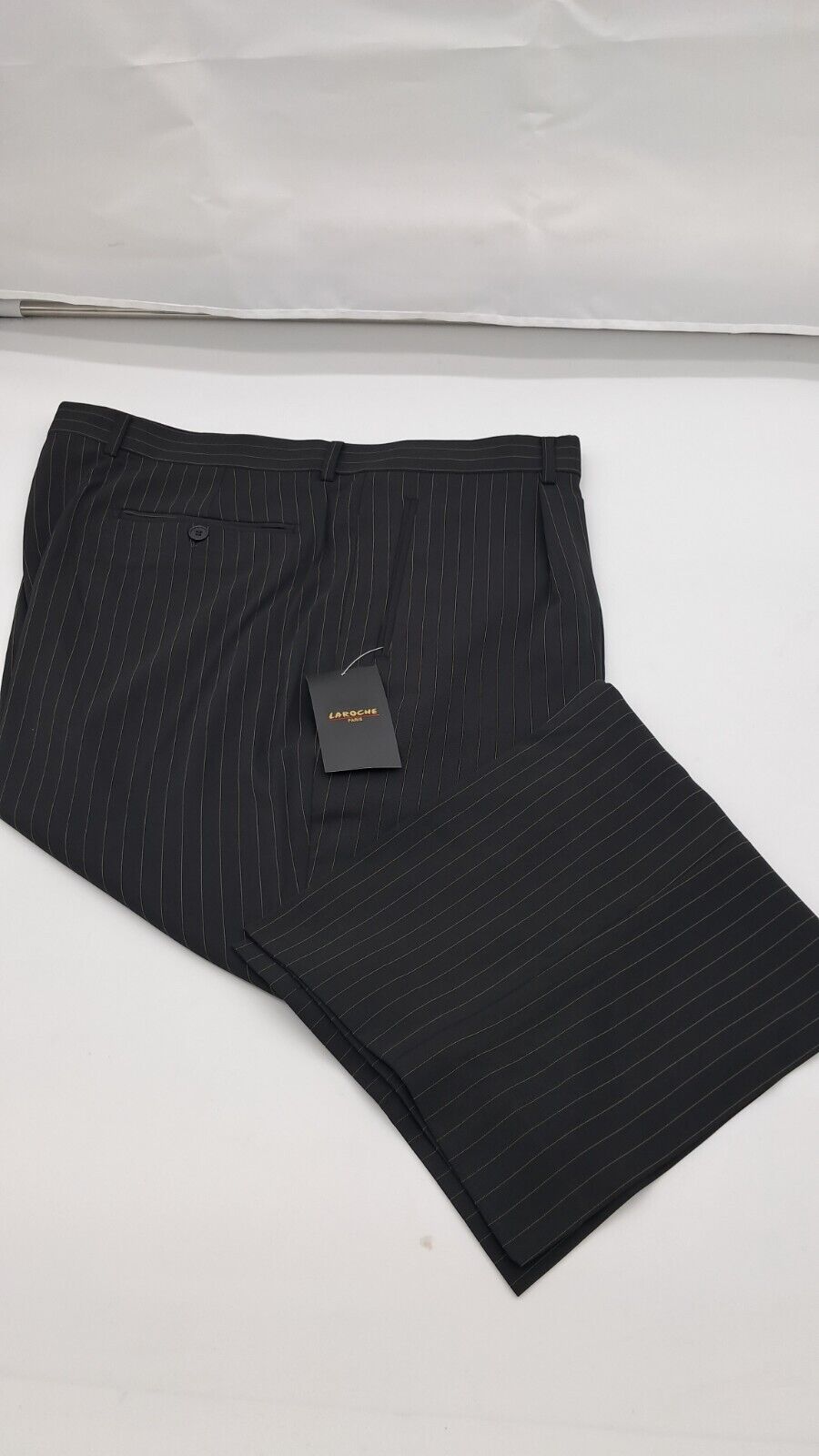 BIG SIZE LOOSE FIT TROUSERS LAROCHE PARIS BLACK STRIPE S.STP2# SIZE 42"-48" WAIST