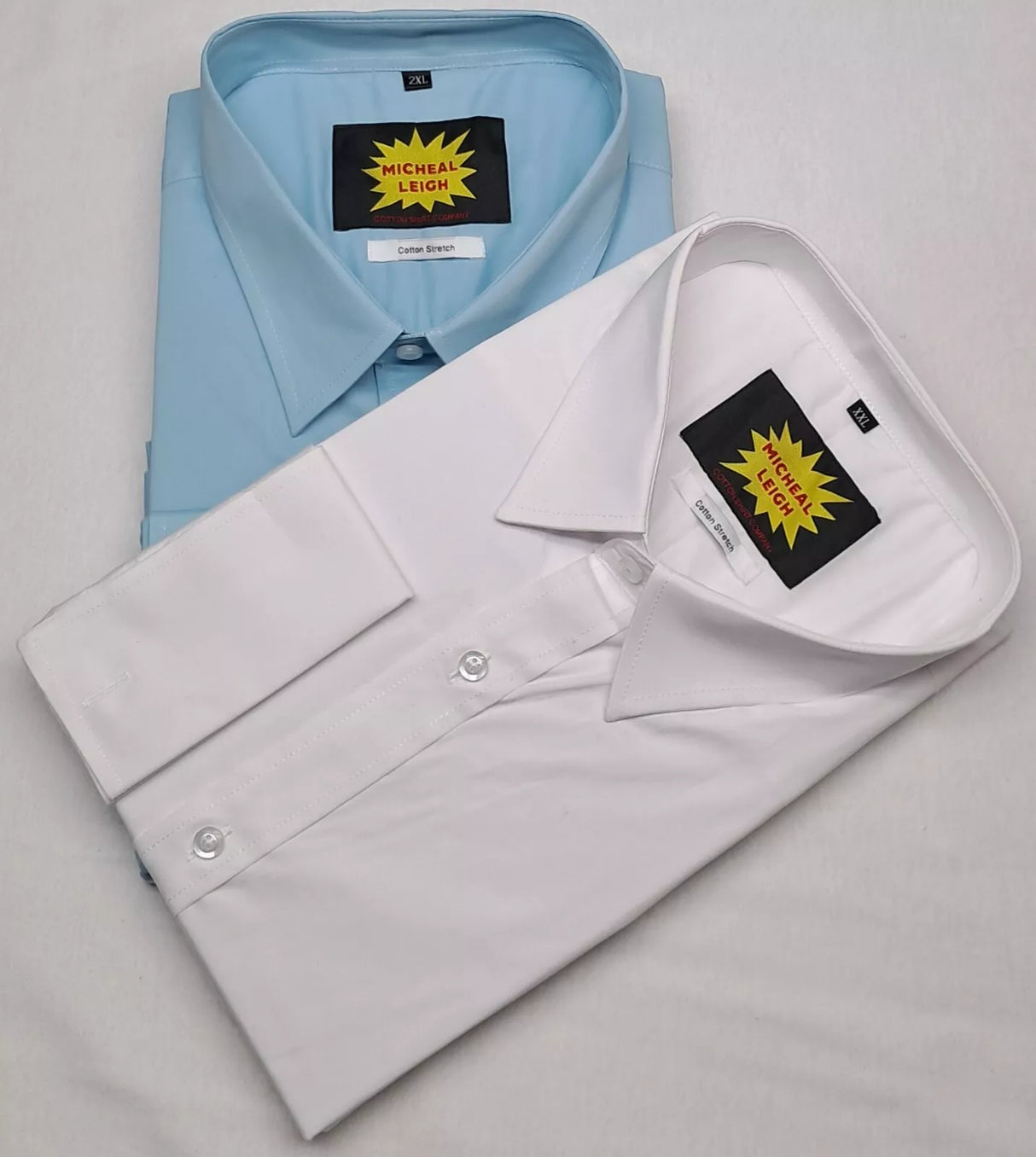 BIG SIZE MENS STRETCH SHIRTS LONG SLEEVE DOUBLE CUFF AVAILABLE IN TWO COLOURS