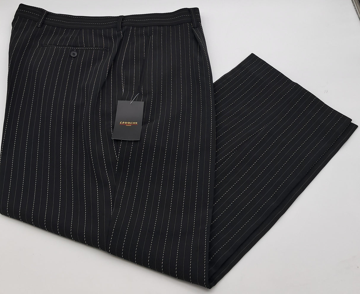 BIG SIZE MENS LOOSE FIT TROUSERS LAROCHE PARIS SHEN BLACK&WHITE STRIPE SIZE 42"-48" WAIST