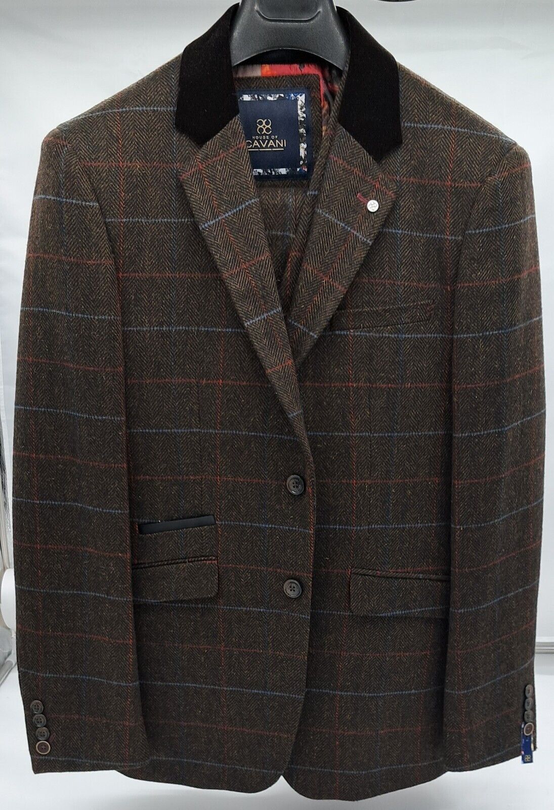 MENS ALL OCCASION SUIT 3 PC BROWN CK TWEED SIZE 36-50