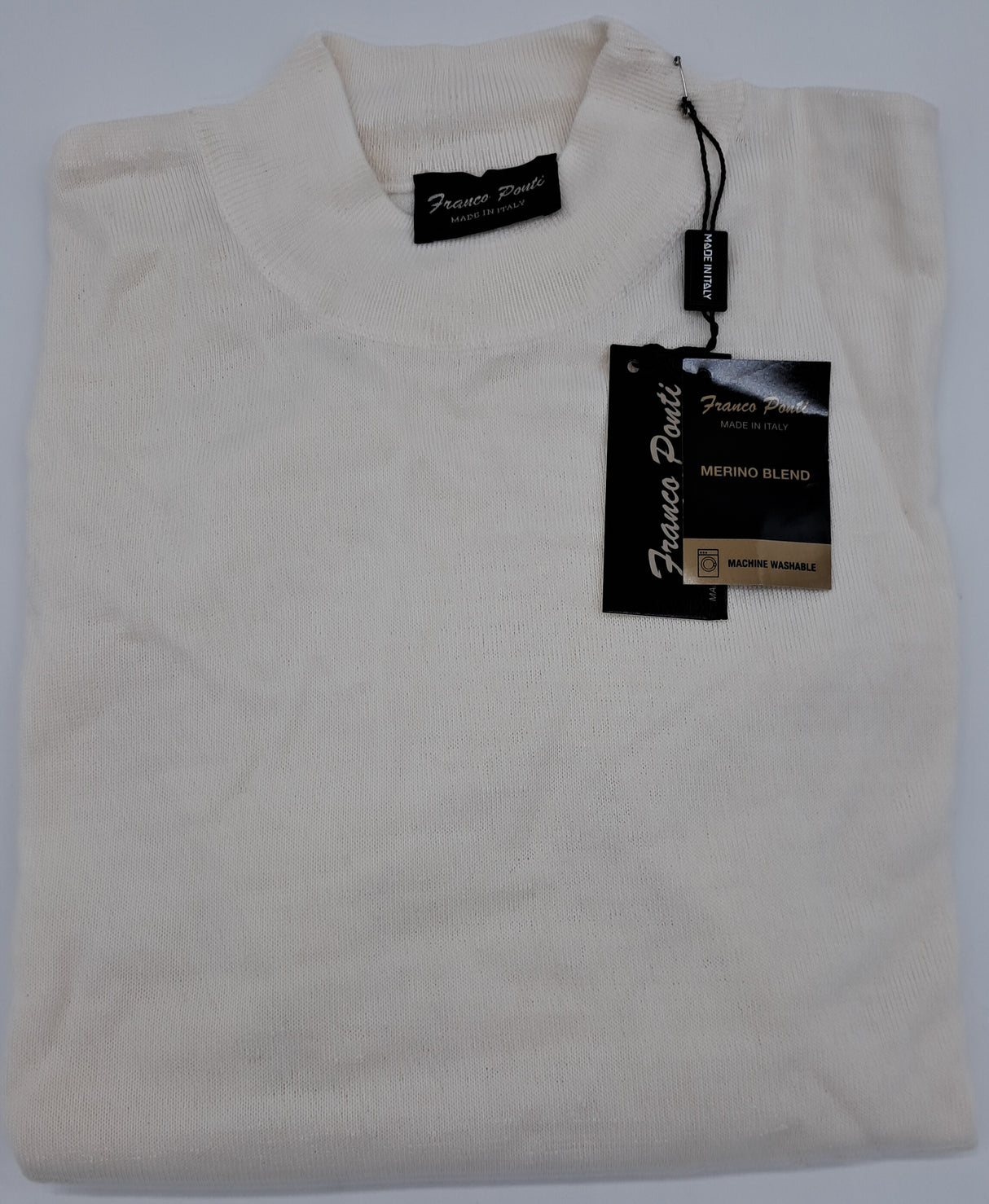 MENS LONG SLEEVE TURTLE NECK JUMPER ECRU SIZE S LAST ONE