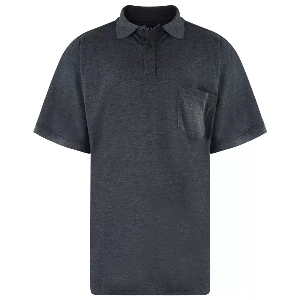 MENS SHORT SLEEVE 3 BUTTON POLO T-SHIRT BIG SIZE 2XL TO 8XL CHARCOAL GREY