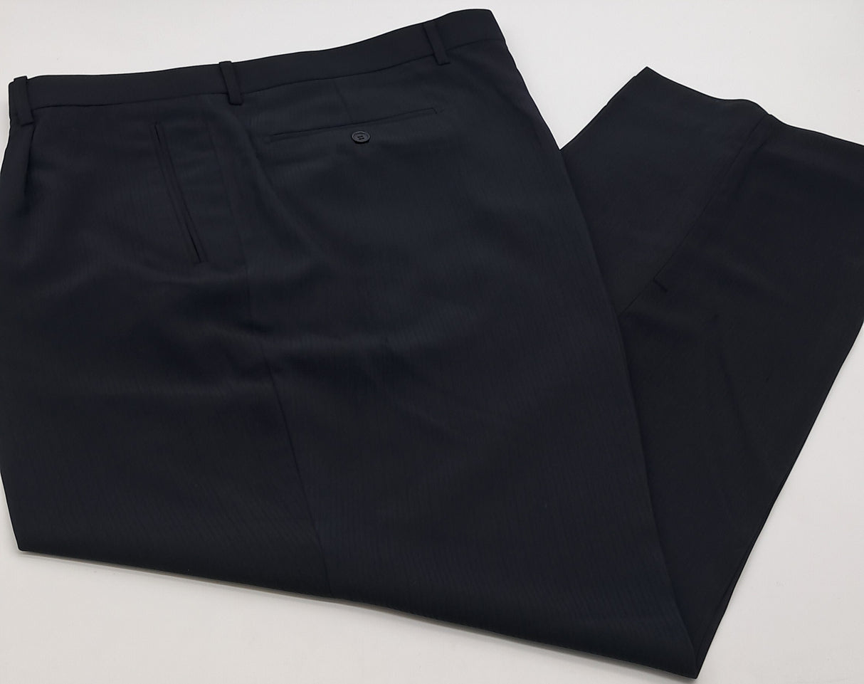 BIG SIZE LOOSE FIT TROUSERS LAROCHE PARIS NAVY SELF STRIPE SIZE 42"-48" WAIST