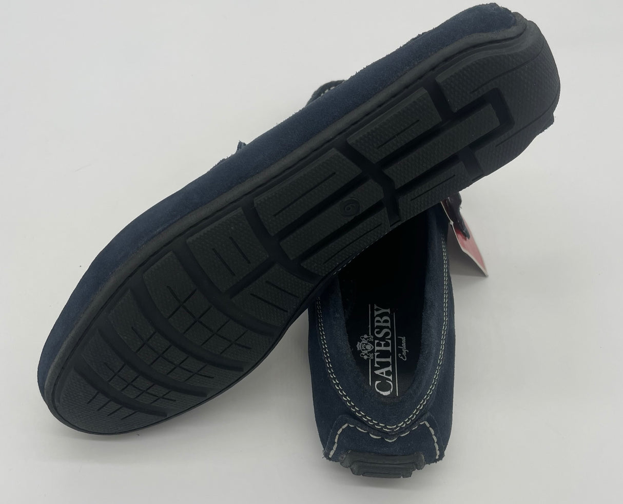 MENS LEATHER SUEDE LOAFER NAVY SIZE 7-12