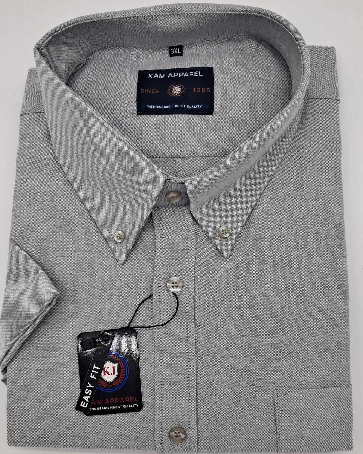 MENS OUTSIZE SHORT SLEEVE OXFORD SHIRT GREY SIZE 2XL TO 8XL