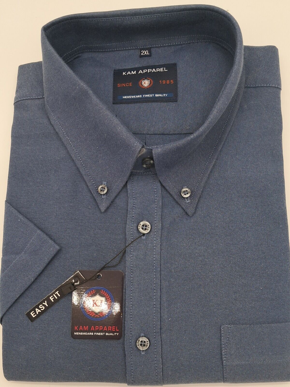 MENS OUTSIZE SHORT SLEEVE OXFORD SHIRT NAVY SIZE 2XL TO 8 XL