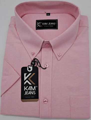 MENS OUTSIZE SHORT SLEEVE OXFORD SHIRT PINK SIZE 2XL TO 8XL