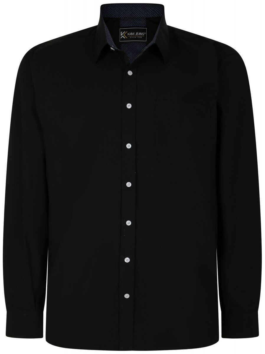MENS OUTSIZE LONG SLEEVE STRETCH SHIRT BLACK BIG SIZE FROM 2XL TO 8XL