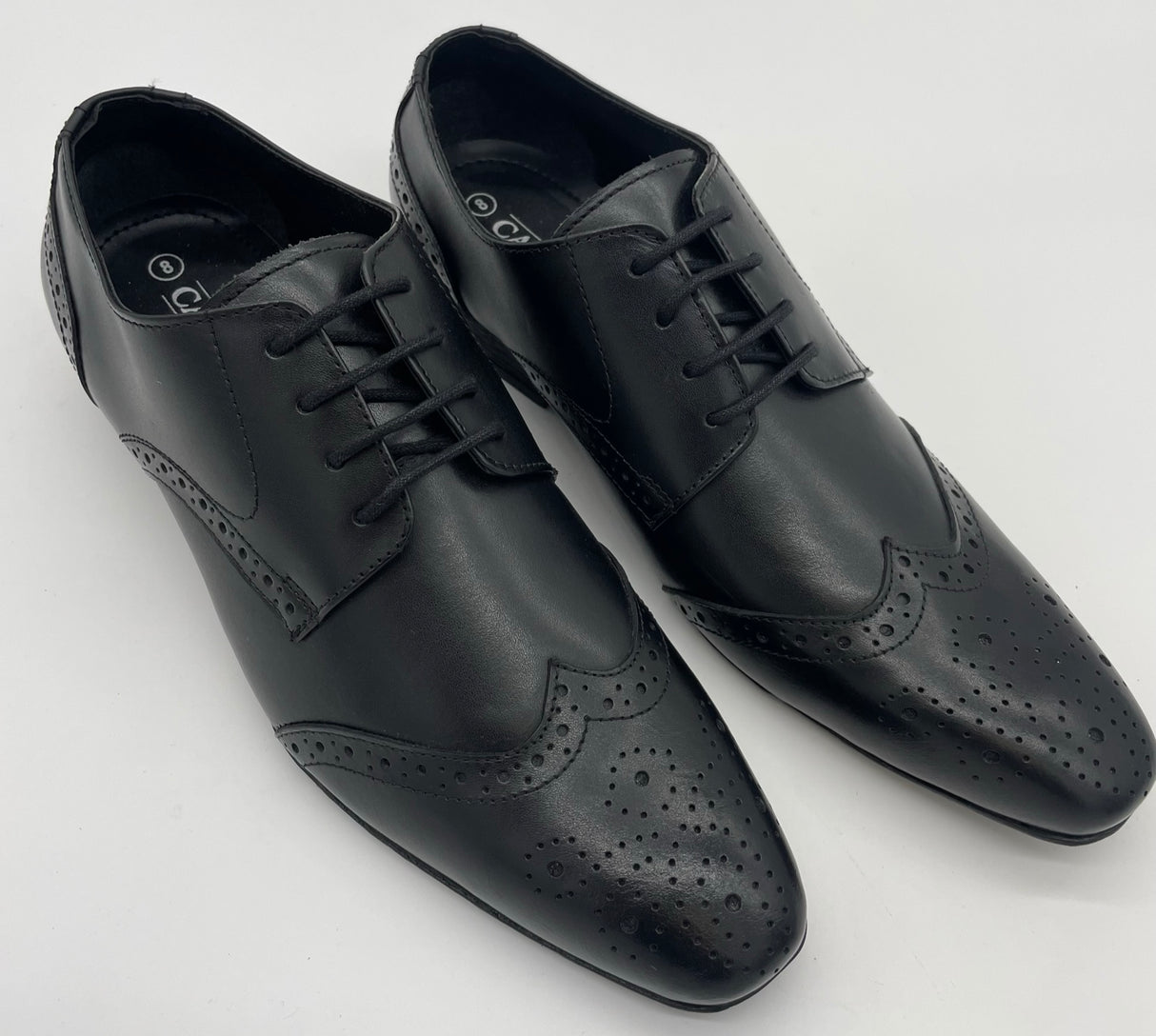MENS LEATHER SHOES BROGUE LACE UP BLACK SIZE 7-12