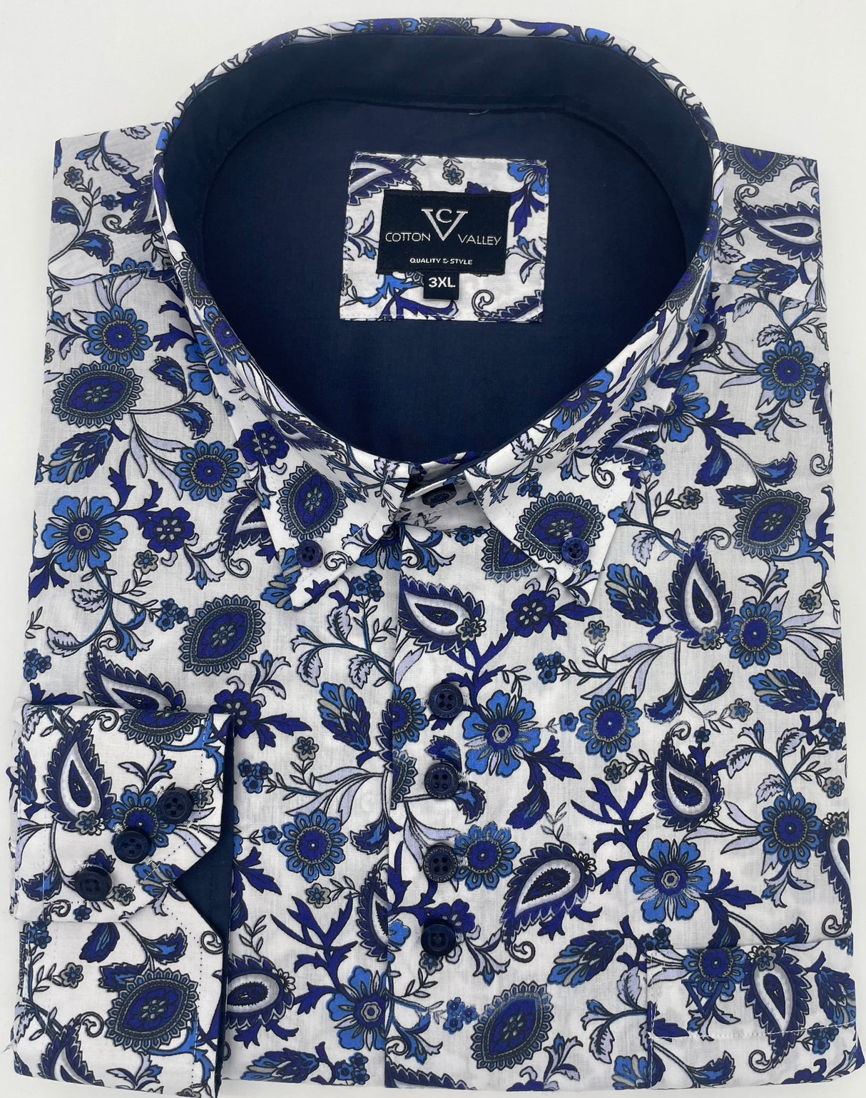 MENS COTTON VALLEY PAISLEY FLORAL LONG SLEEVE SHIRT SIZE 2XL TO 8XL LS15719