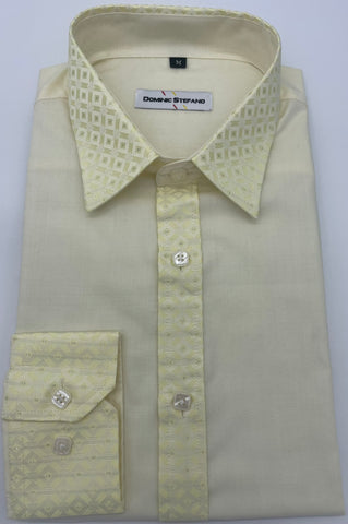 MENS LONG SLEEVE SHIRT DOMINIC STEFANO CREAM  SIZE S TO 2XL 318-2-3739