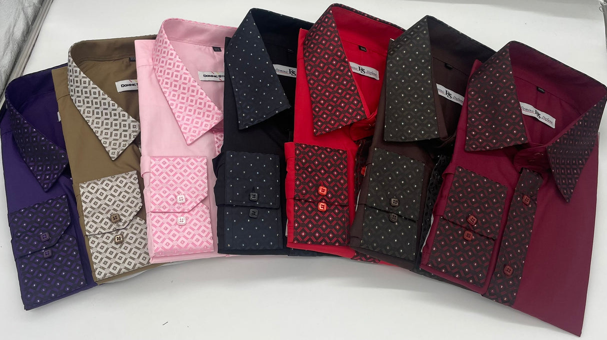 MENS DOMINIC STEFANO FANCY LONG SLEEVE SHIRT SIZE 2XL TO 4XL 318