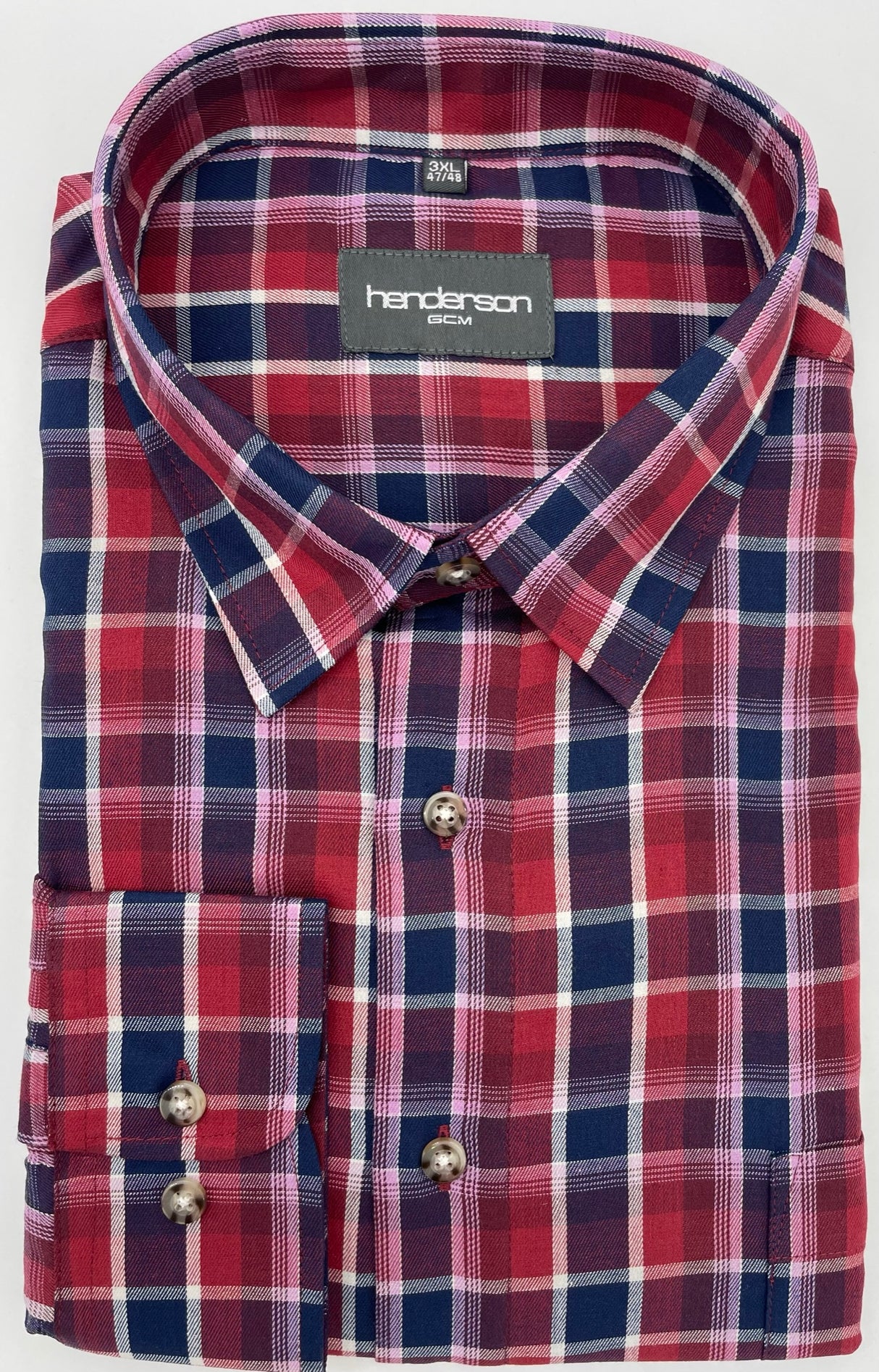 MENS HENDERSON CHECK LONG SLEEVE FORMAL SHIRT 2 COLOUR OPTIONS SIZE 2XL TO 5XL 4035