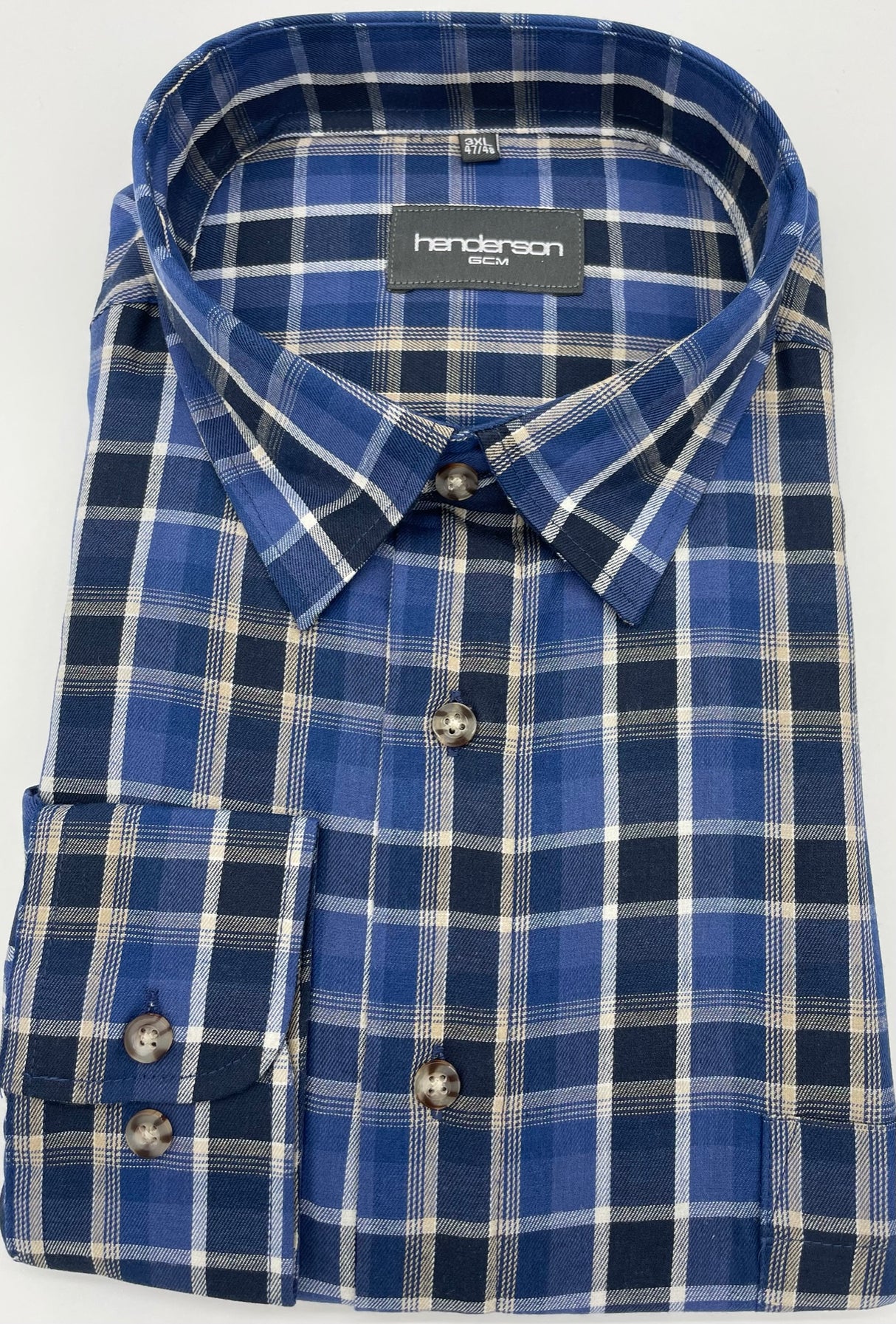 MENS HENDERSON CHECK LONG SLEEVE FORMAL SHIRT 2 COLOUR OPTIONS SIZE 2XL TO 5XL 4035